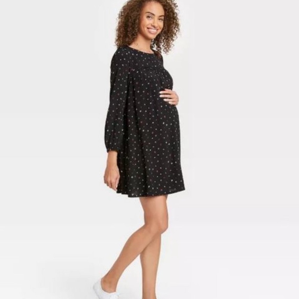 The Nines by HATCH Target Floral Print Maternity Dress black 100% rayon